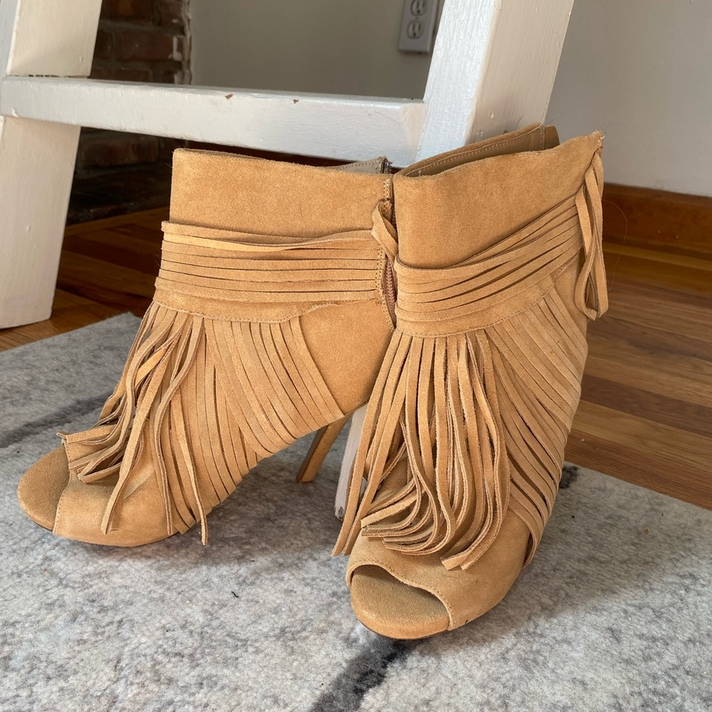 Never worn fringe booties